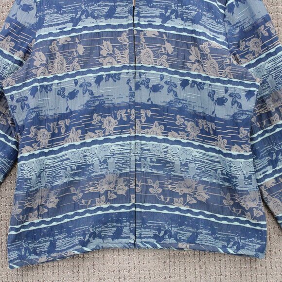 Christopher & Banks Jacket Womens Small S Blue Floral Pattern Full Zip Rare 90s - Picture 4 of 9